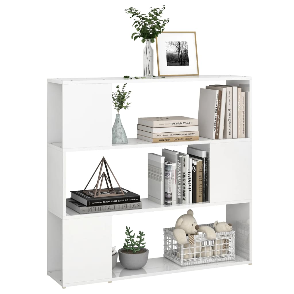 809185 vidaXL Book Cabinet Room Divider High Gloss White 100x24x94 cm