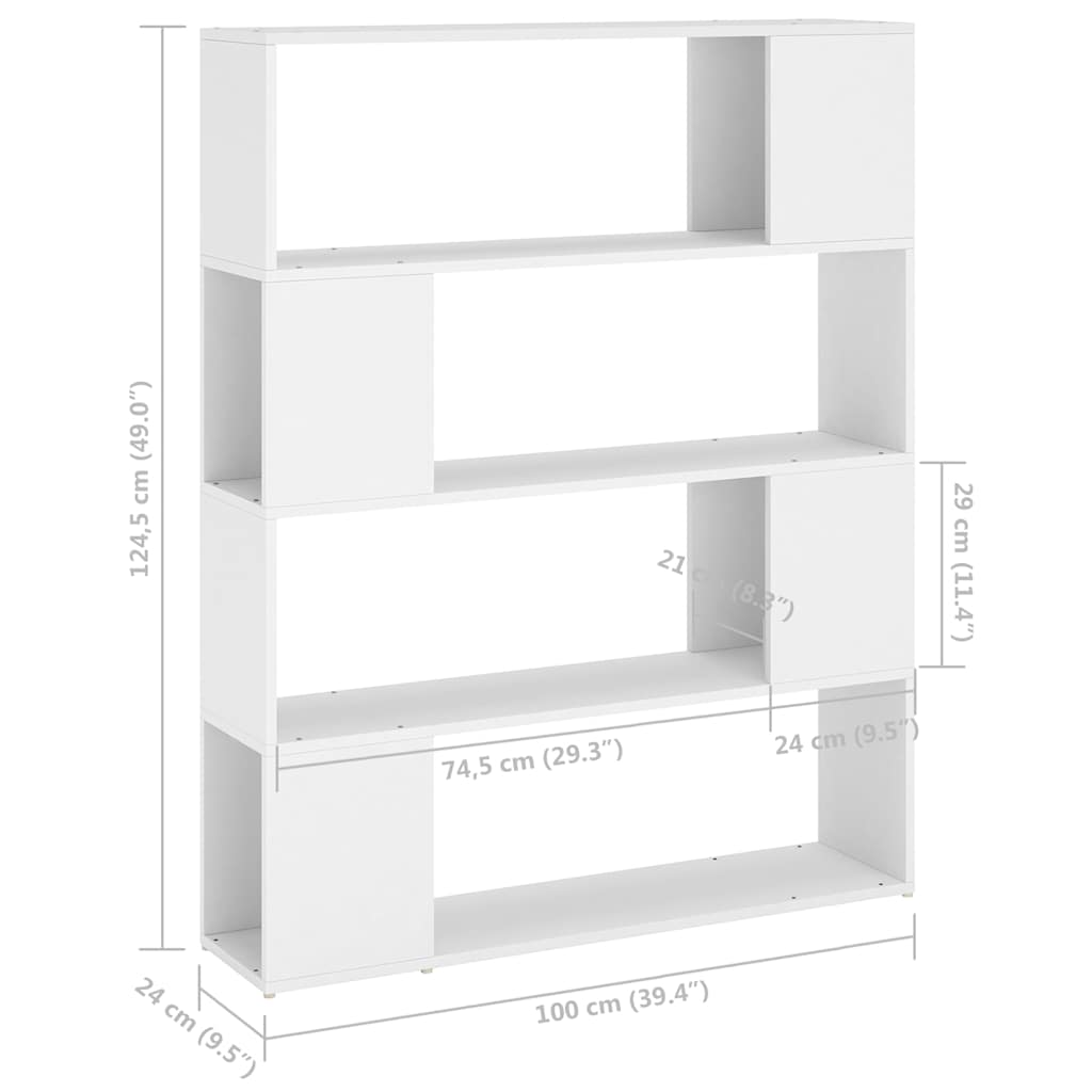 809188 vidaXL Book Cabinet Room Divider White 100x24x124 cm