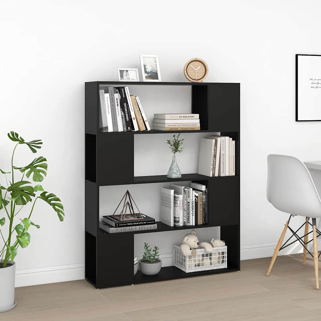 809189 vidaXL Book Cabinet Room Divider Black 100x24x124 cm