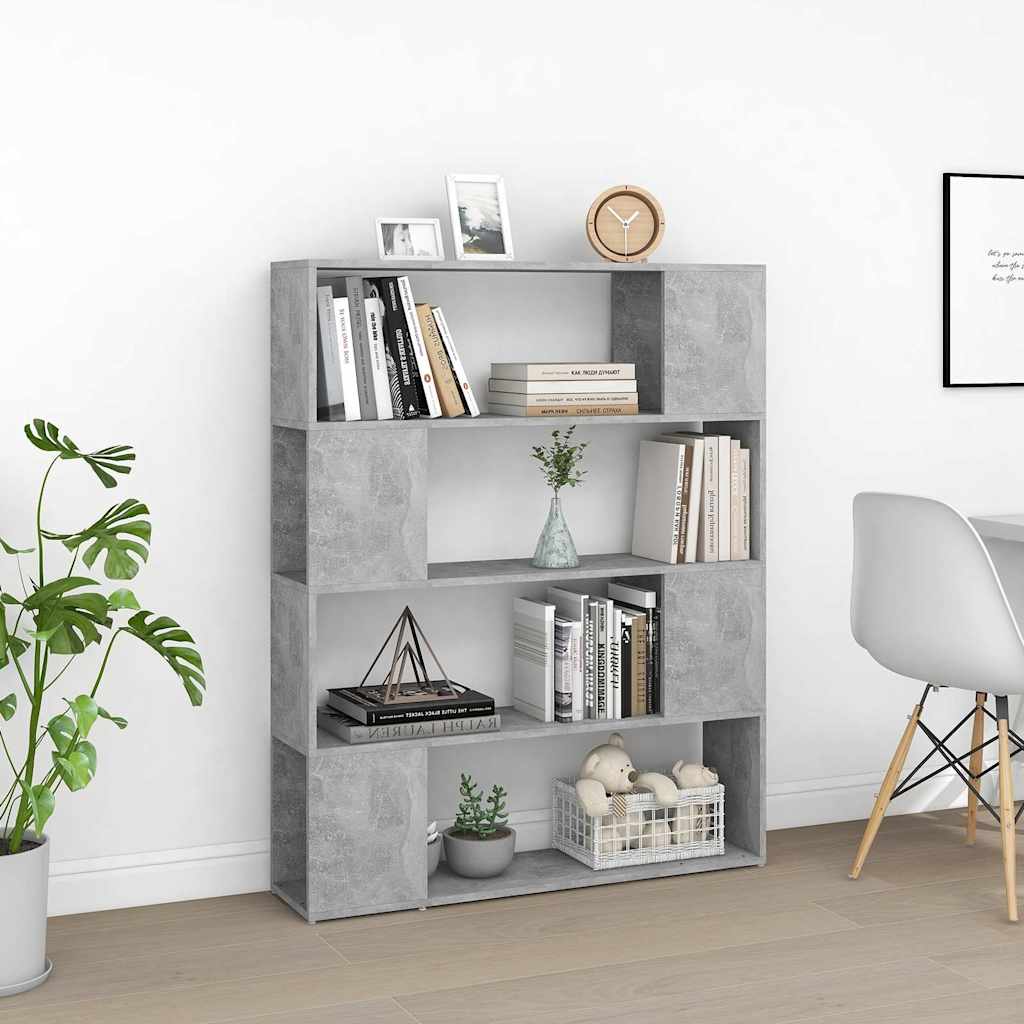 809192 vidaXL Book Cabinet Room Divider Concrete Grey 100x24x124 cm