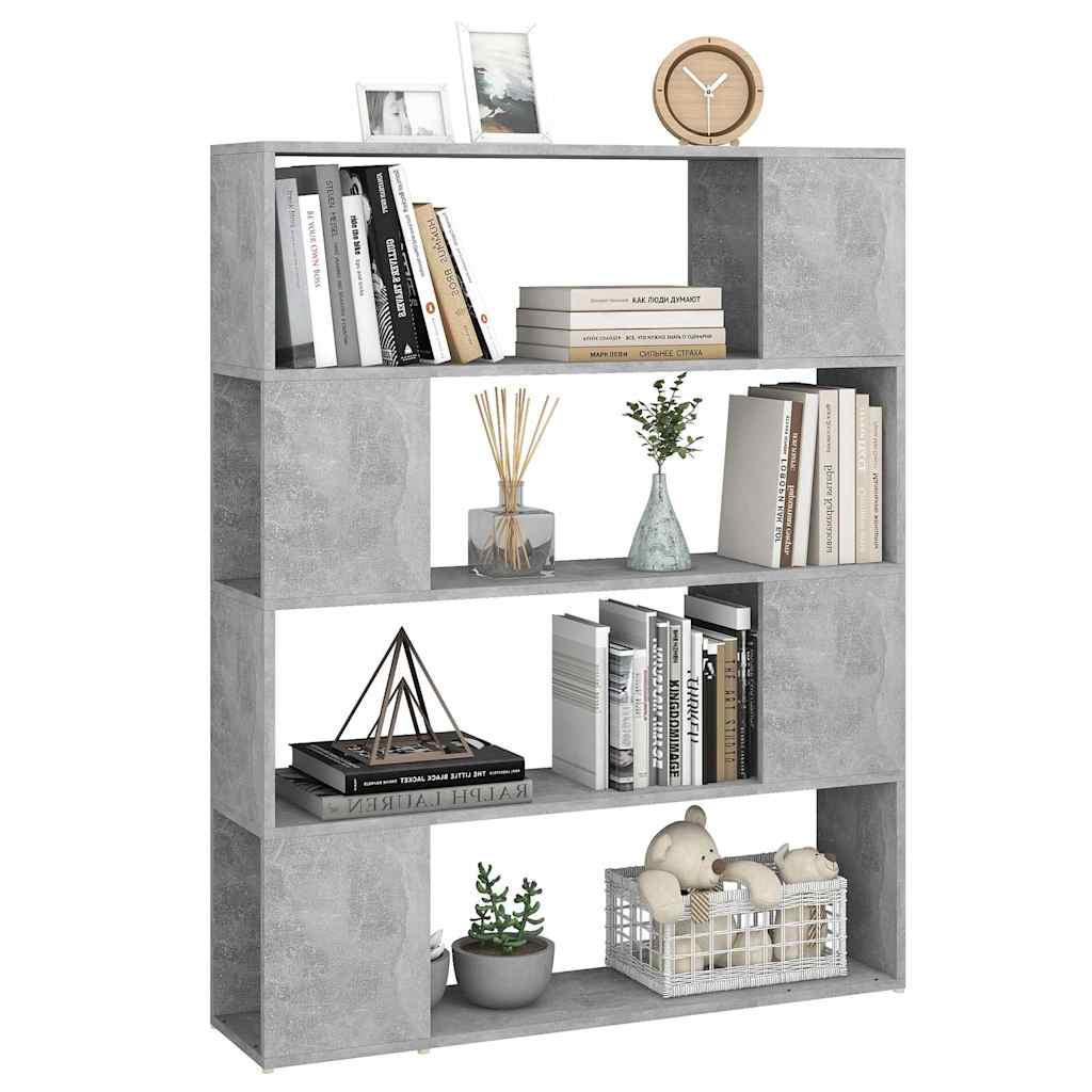 809192 vidaXL Book Cabinet Room Divider Concrete Grey 100x24x124 cm