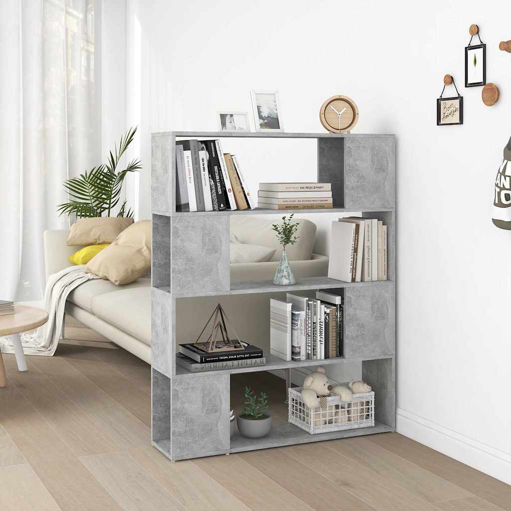 809192 vidaXL Book Cabinet Room Divider Concrete Grey 100x24x124 cm