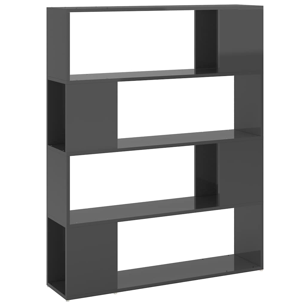 809196 vidaXL Book Cabinet Room Divider High Gloss Grey 100x24x124 cm