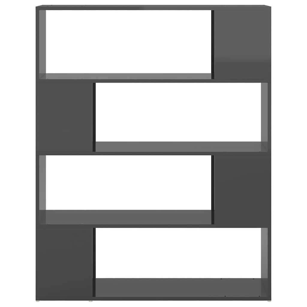 809196 vidaXL Book Cabinet Room Divider High Gloss Grey 100x24x124 cm