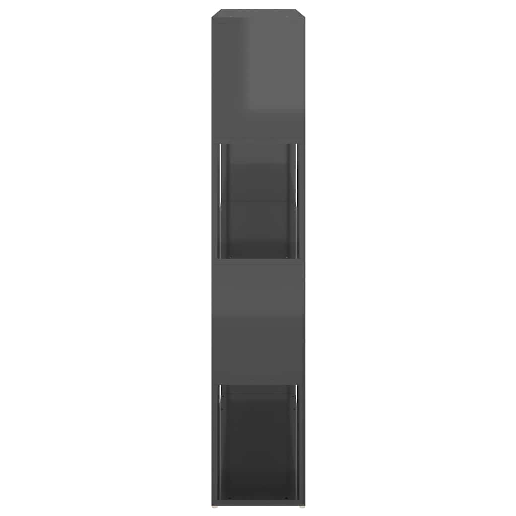 809196 vidaXL Book Cabinet Room Divider High Gloss Grey 100x24x124 cm
