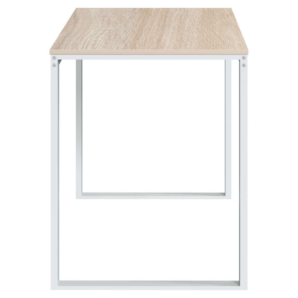 vidaXL Computer Desk White and Oak 110x60x73 cm Engineered Wood