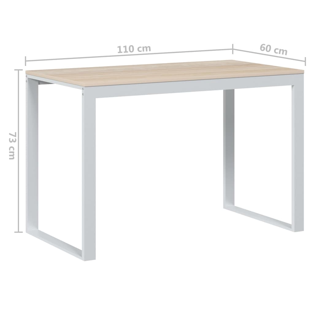 vidaXL Computer Desk White and Oak 110x60x73 cm Engineered Wood