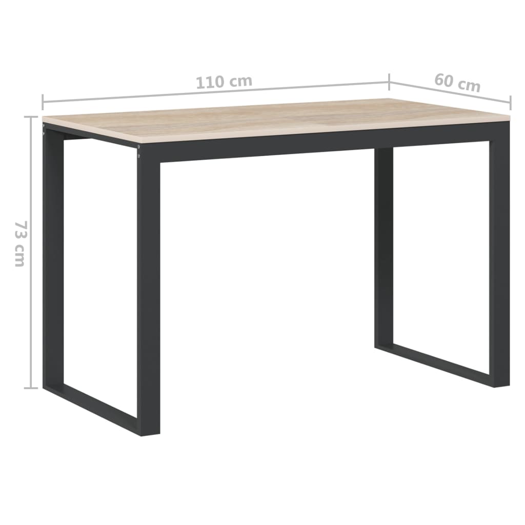 vidaXL Computer Desk Black and Oak 110x60x73 cm Engineered Wood