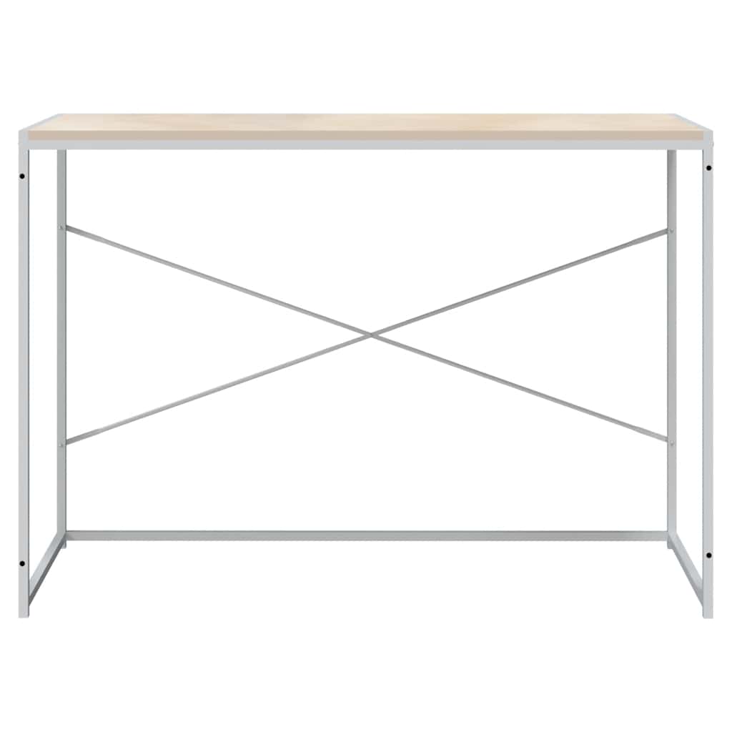 Computer Desk White and Oak 110x60x70 cm Engineered Wood