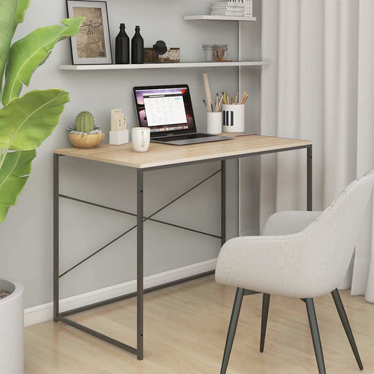 Computer Desk Black and Oak 110x60x70 cm Engineered Wood