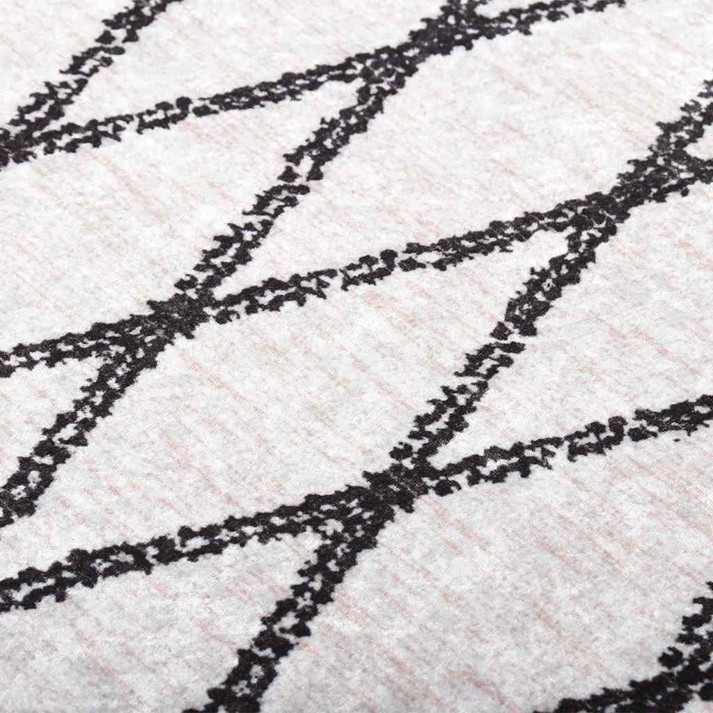 Rug Washable 80x150 cm Black and White