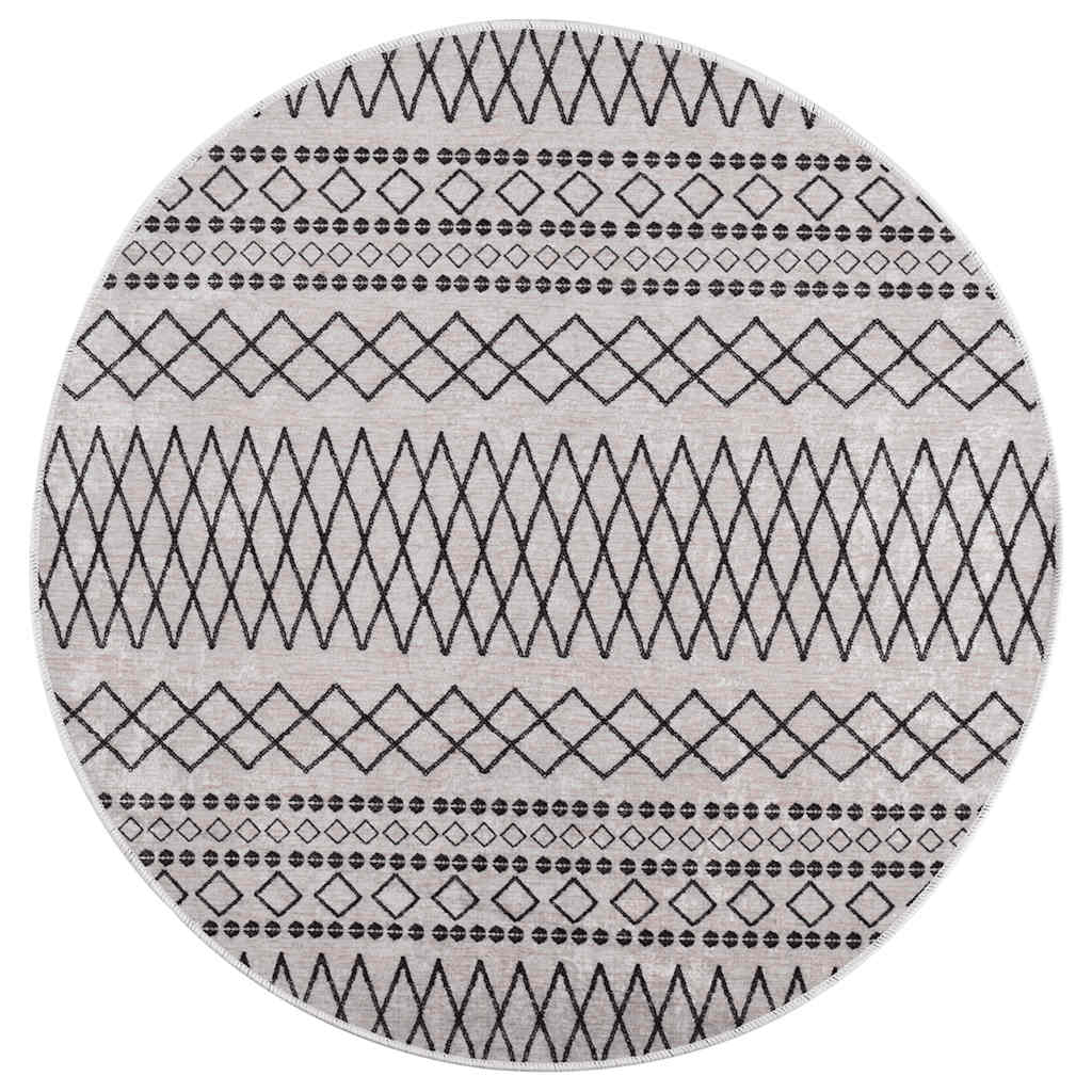 Rug Washable φ120 cm Black and White