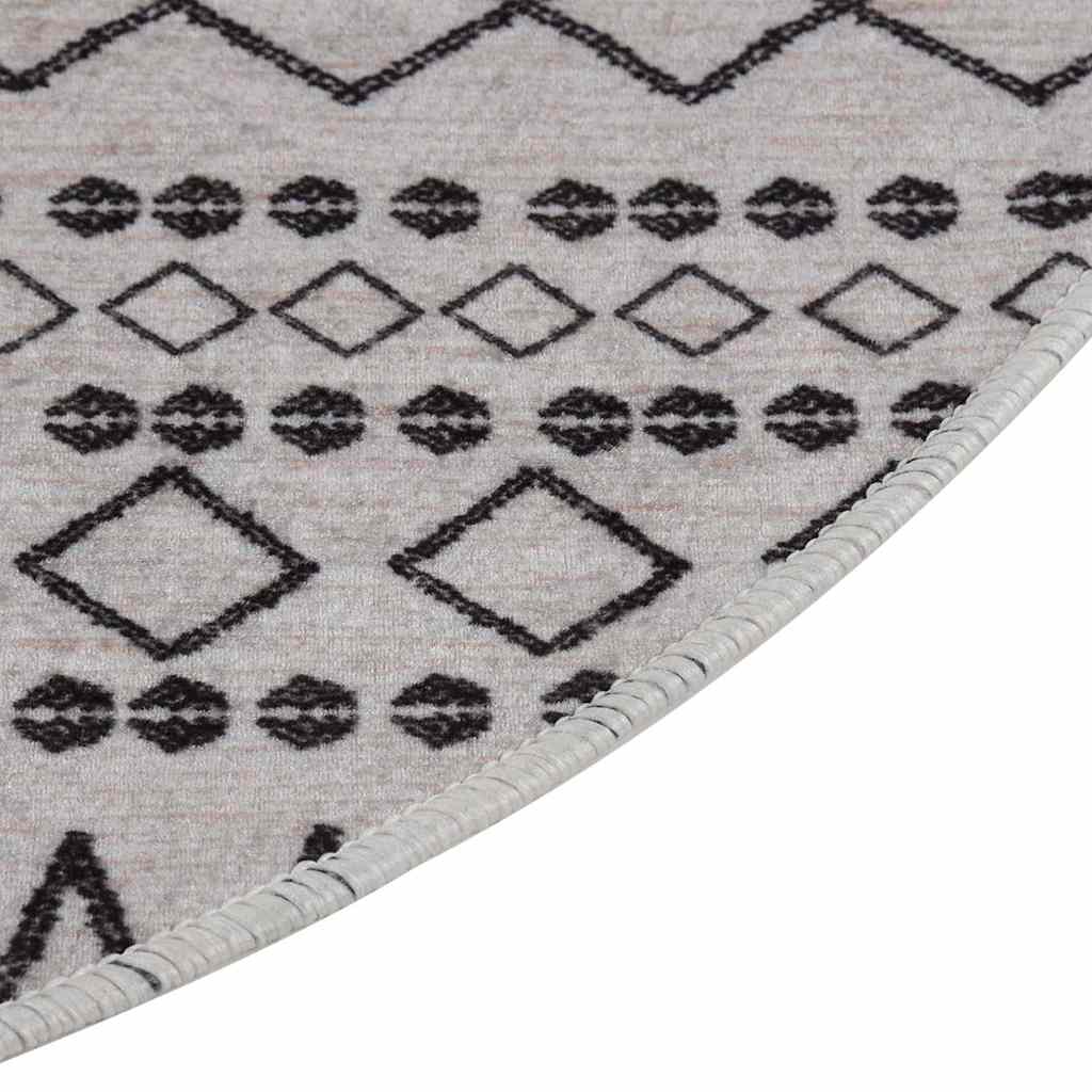 Rug Washable φ120 cm Black and White