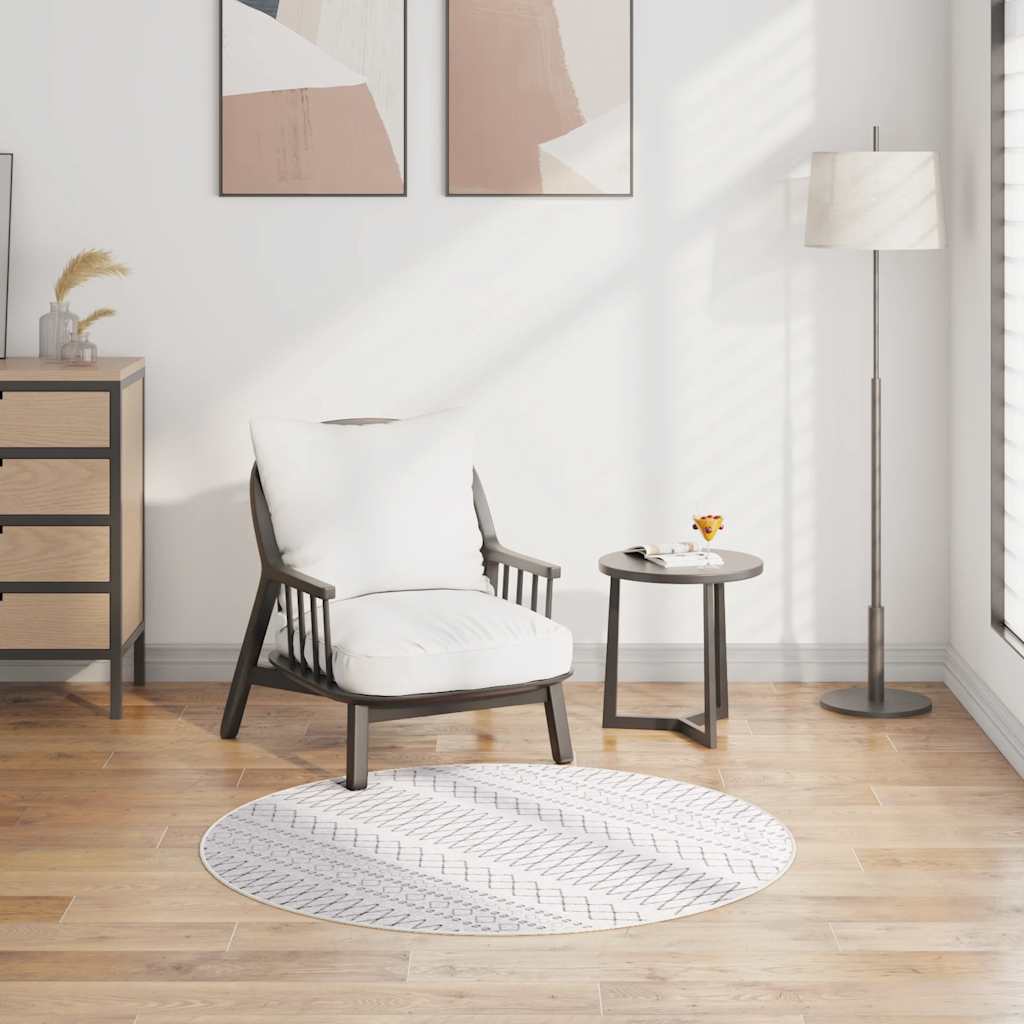 Rug Washable φ120 cm Black and White