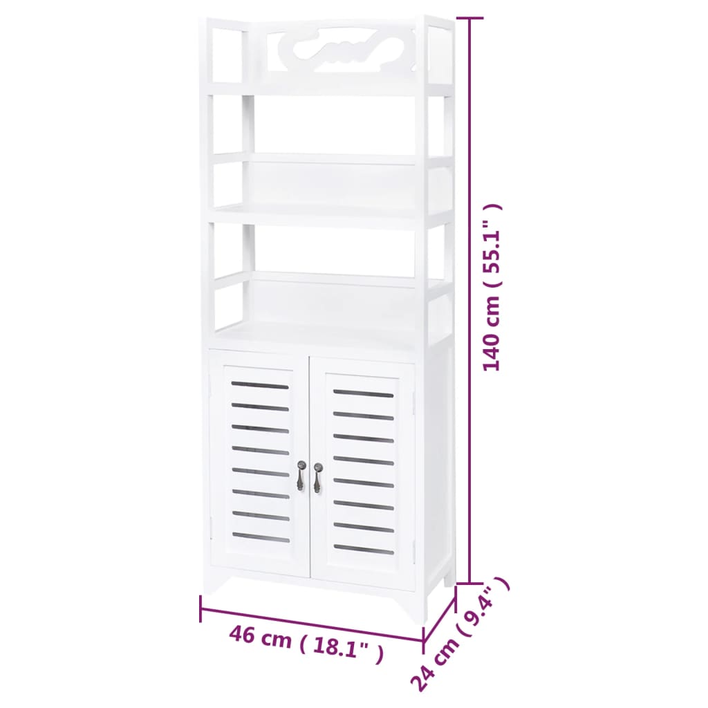 vidaXL Display Cabinet White 46x24x140 cm Solid Wood Paulownia