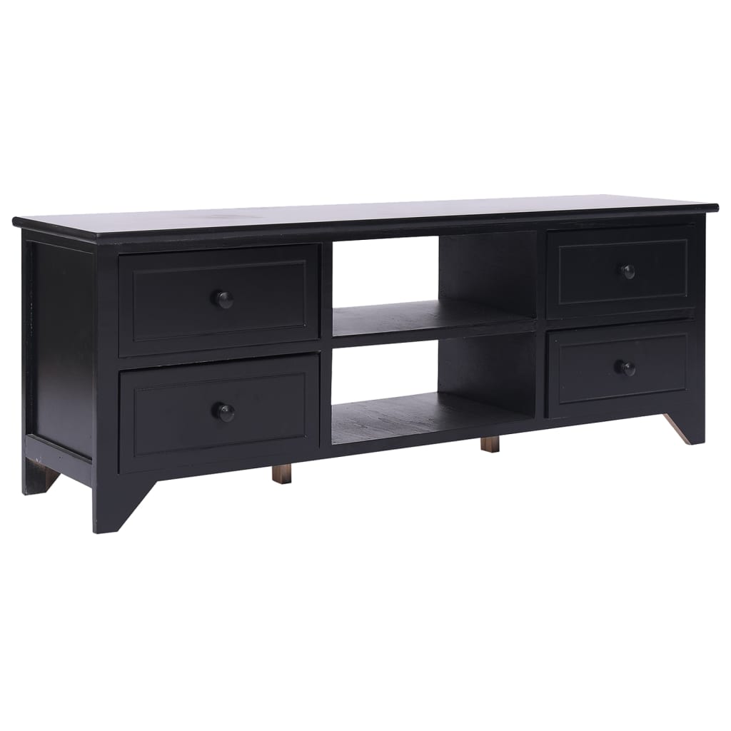 vidaXL TV Cabinet Black 108x30x40 cm Solid Paulownia Wood