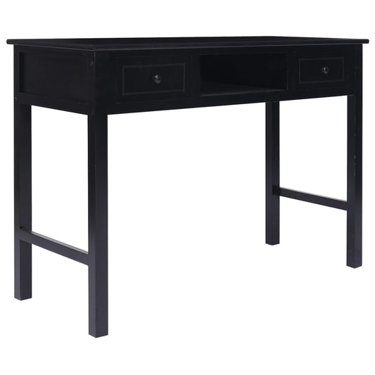 Writing Desk Black 108x45x76 cm Solid Wood Paulownia