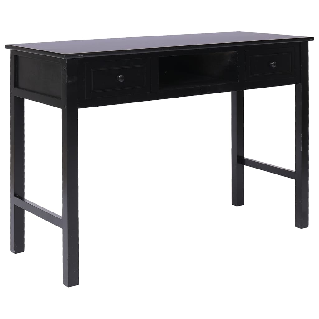 vidaXL Writing Desk Black 108x45x76 cm Solid Wood Paulownia