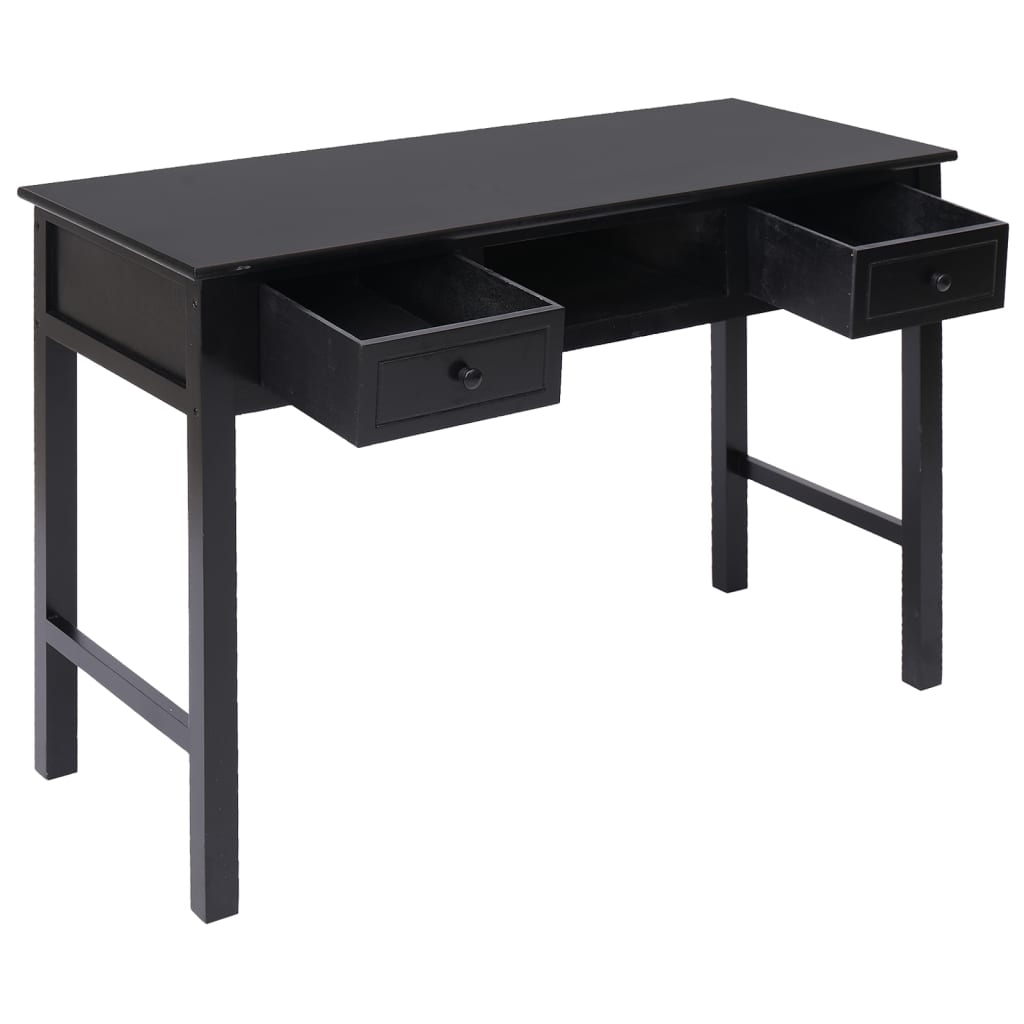 vidaXL Writing Desk Black 108x45x76 cm Solid Wood Paulownia