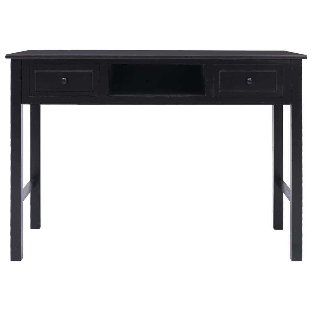 vidaXL Writing Desk Black 108x45x76 cm Solid Wood Paulownia