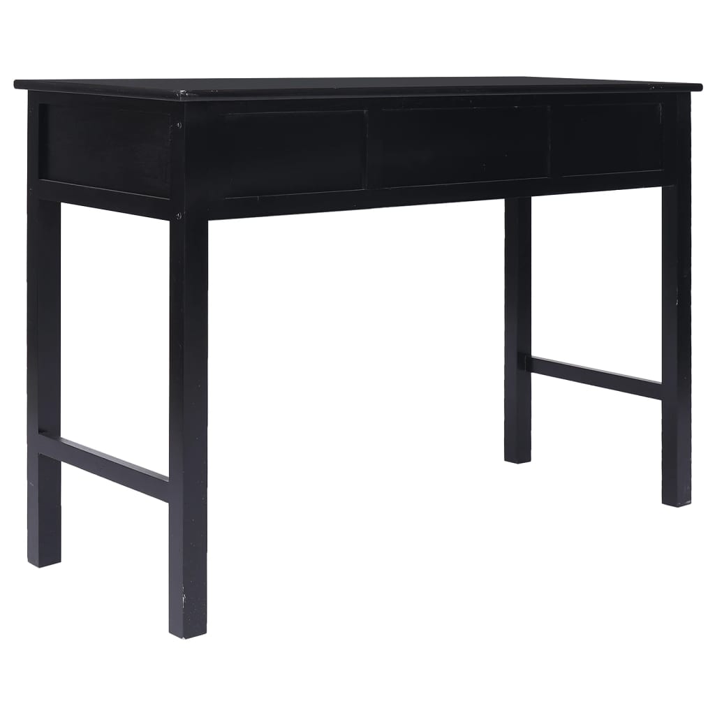 vidaXL Writing Desk Black 108x45x76 cm Solid Wood Paulownia