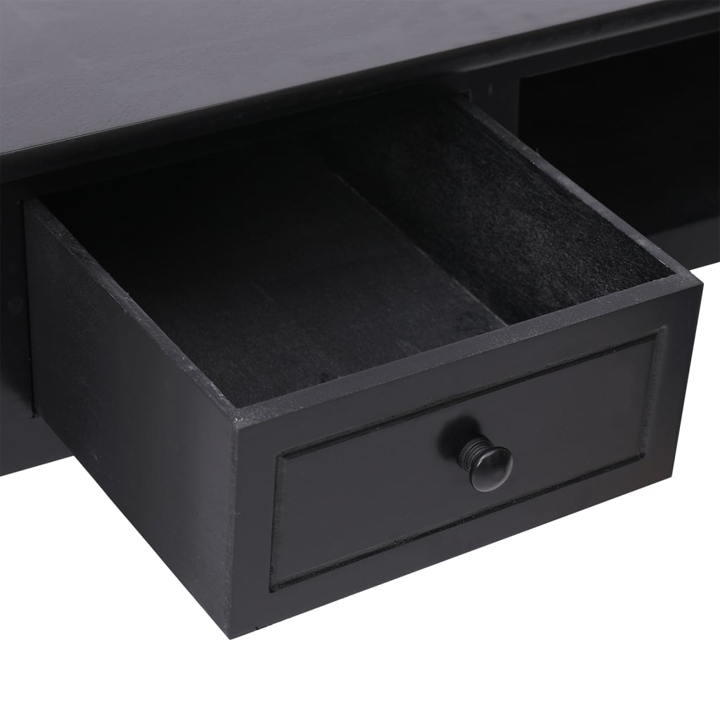 vidaXL Writing Desk Black 108x45x76 cm Solid Wood Paulownia