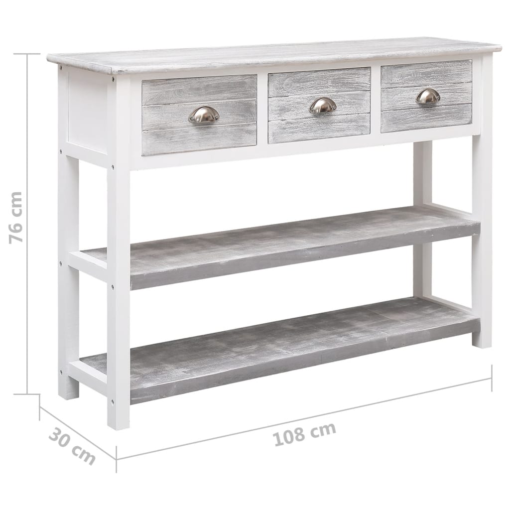 Sideboard Antique Grey 108x30x76 cm Solid Paulownia Wood