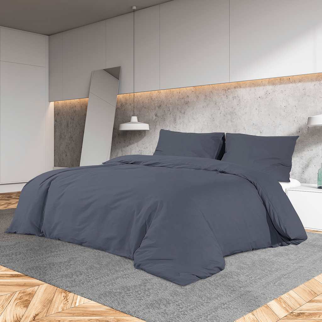 Duvet Cover Set Anthracite 155x220 cm Light-weight Microfiber
