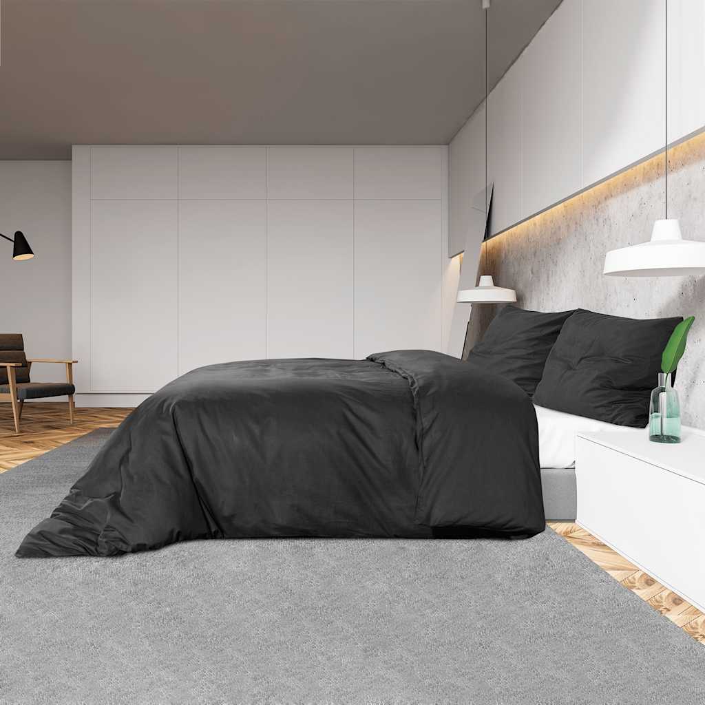 Duvet Cover Set Black 240x220 cm Light-weight Microfiber
