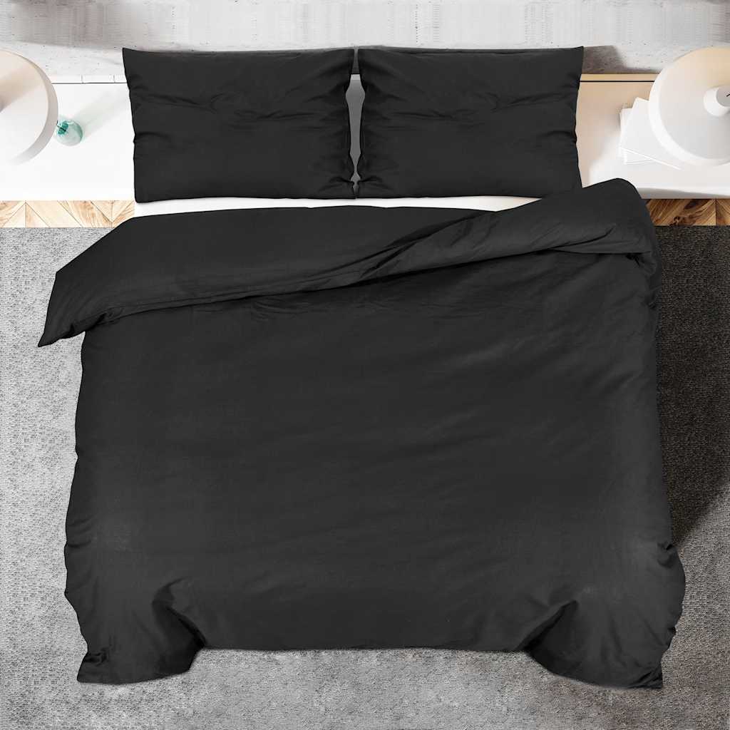 Duvet Cover Set Black 200x220 cm Light-weight Microfiber