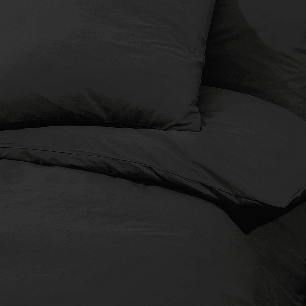 Duvet Cover Set Black 200x220 cm Light-weight Microfiber