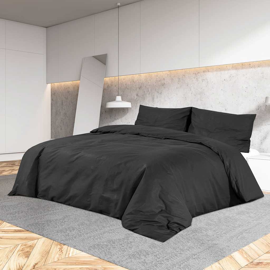 Duvet Cover Set Black 200x220 cm Light-weight Microfiber