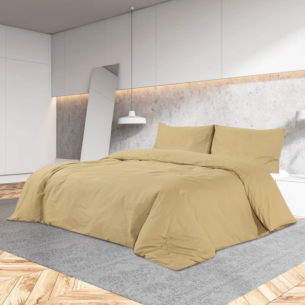 Duvet Cover Set Taupe 200x200 cm Light-weight Microfiber