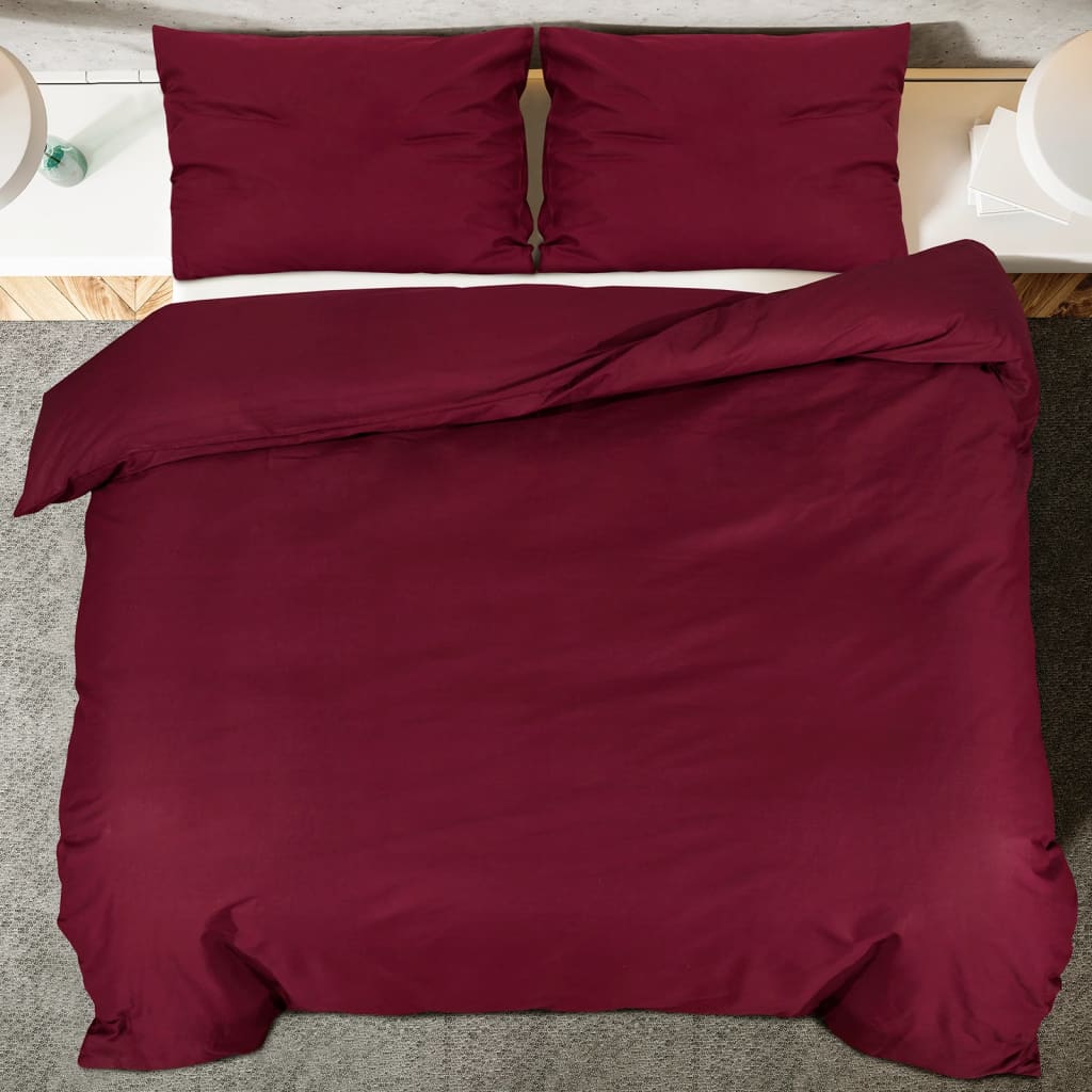 Duvet Cover Set Bordeaux 260x240 cm Light-weight Microfiber