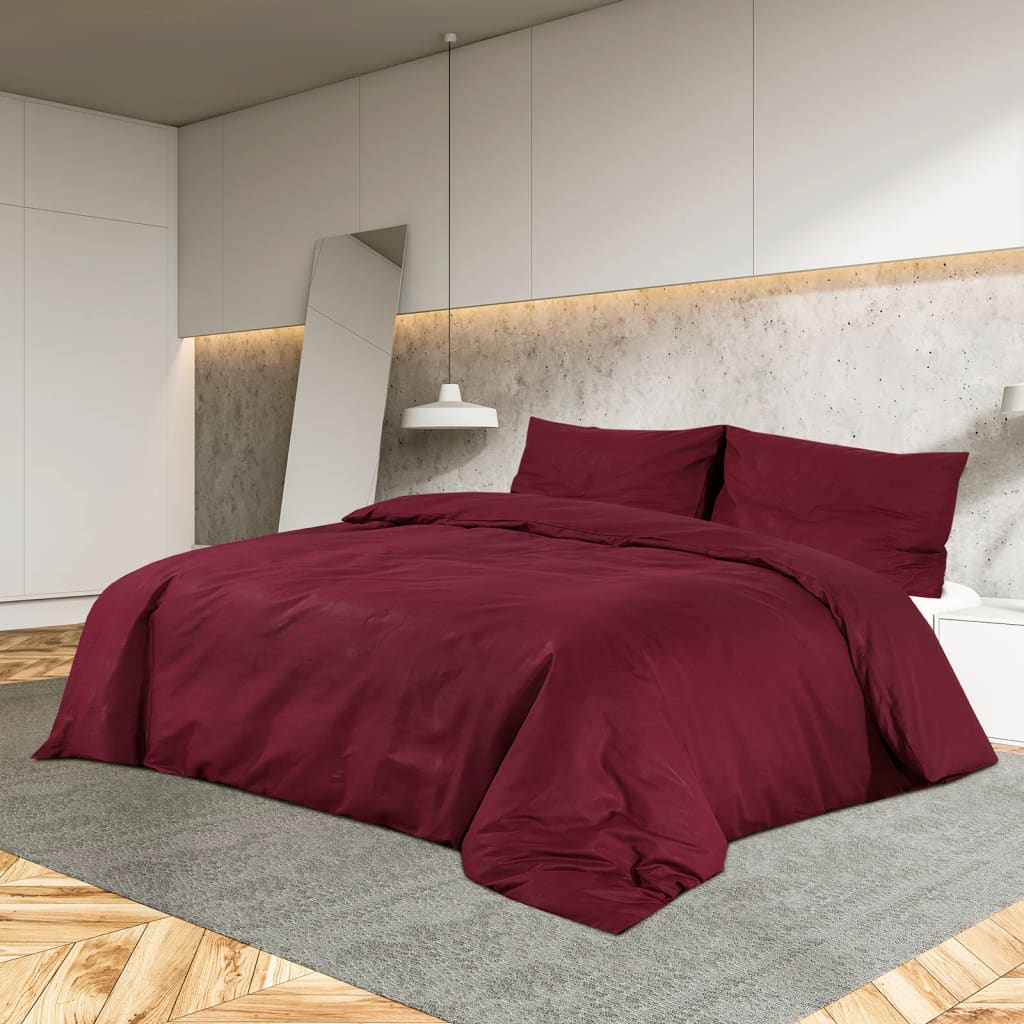 Duvet Cover Set Bordeaux 135x200 cm Light-weight Microfiber