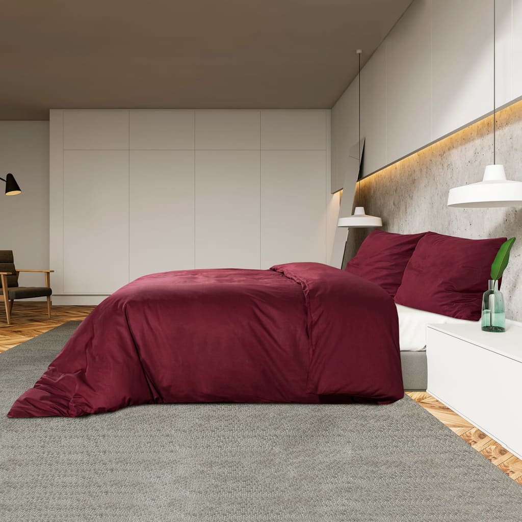 Duvet Cover Set Bordeaux 225x220 cm Light-weight Microfiber