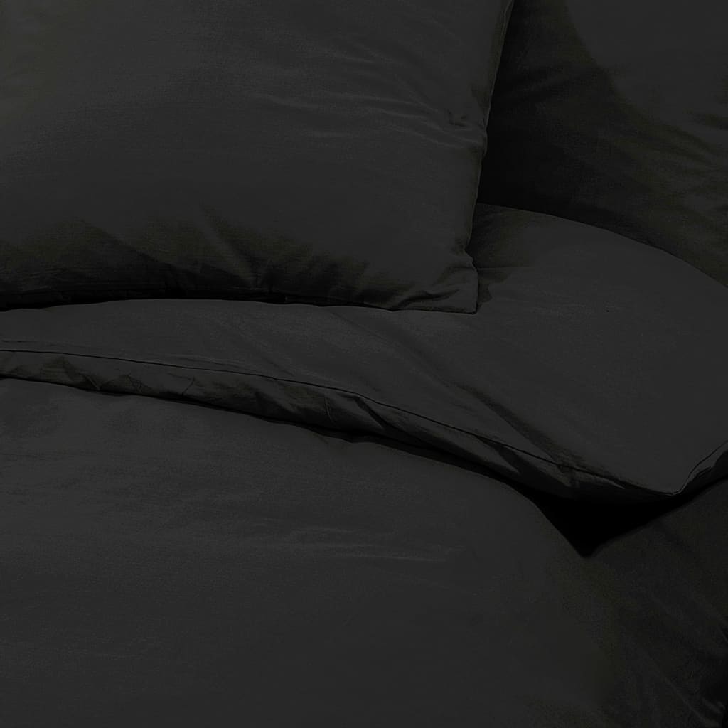 Duvet Cover Set Black 220x240 cm Cotton