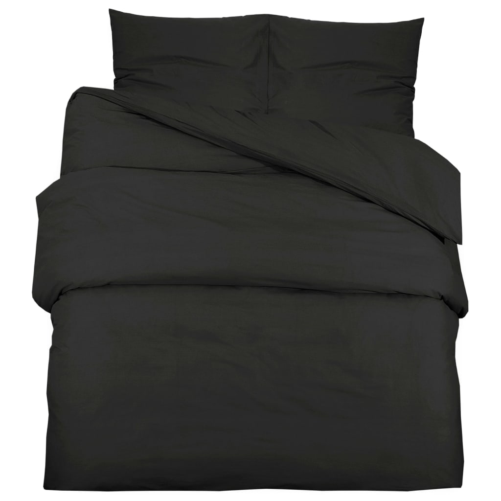 Duvet Cover Set Black 260x240 cm Cotton