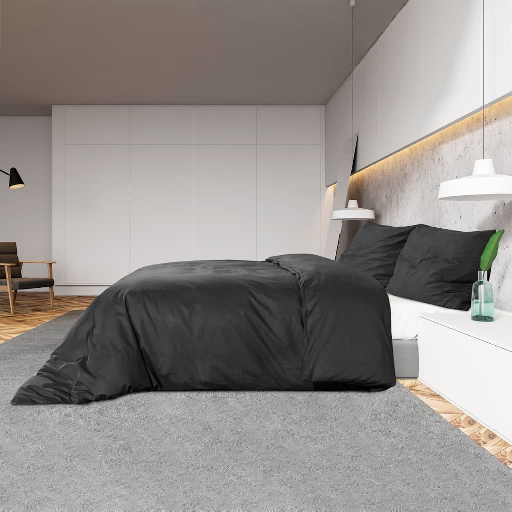Duvet Cover Set Black 260x240 cm Cotton