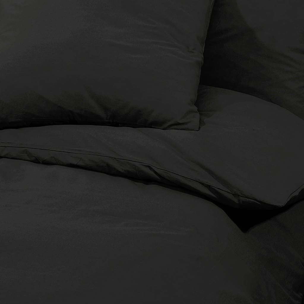 Duvet Cover Set Black 260x240 cm Cotton