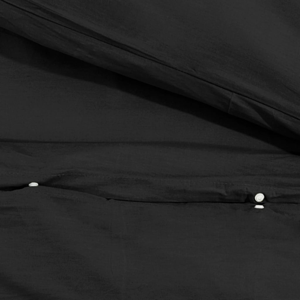 Duvet Cover Set Black 260x240 cm Cotton