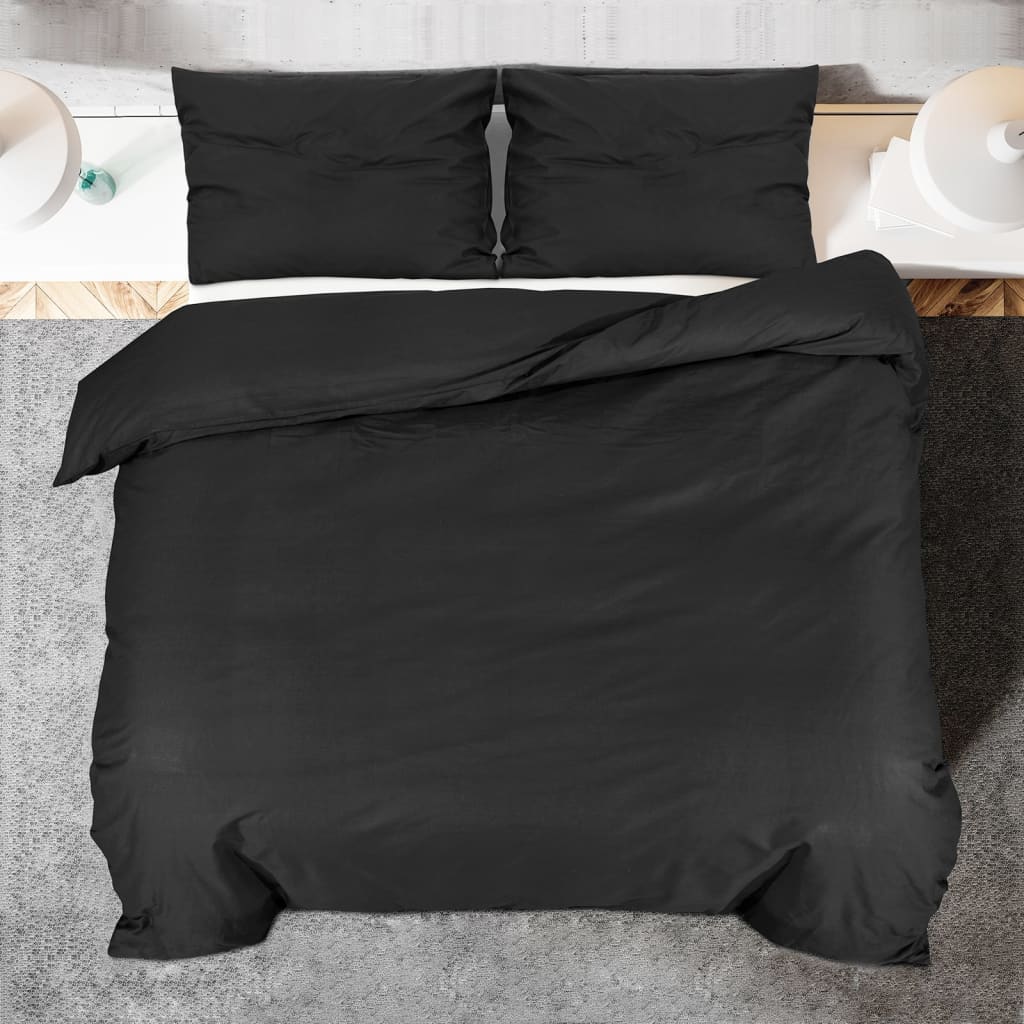 Duvet Cover Set Black 200x220 cm Cotton