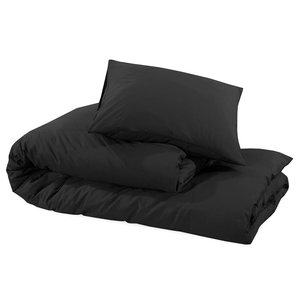 Duvet Cover Set Black 200x220 cm Cotton