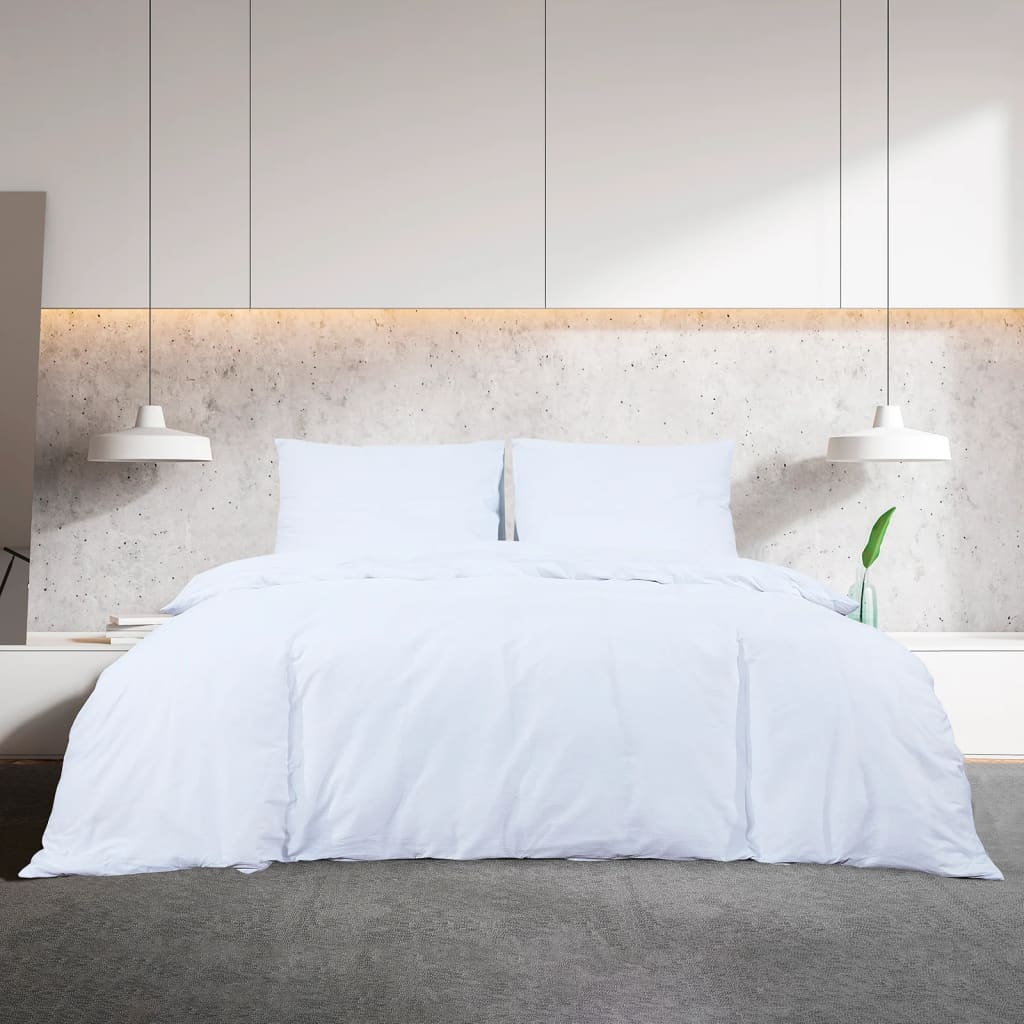 Duvet Cover Set White 135x200 cm Cotton