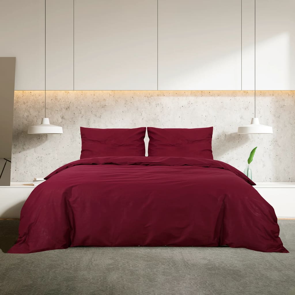 Duvet Cover Set Bordeaux 220x240 cm Cotton