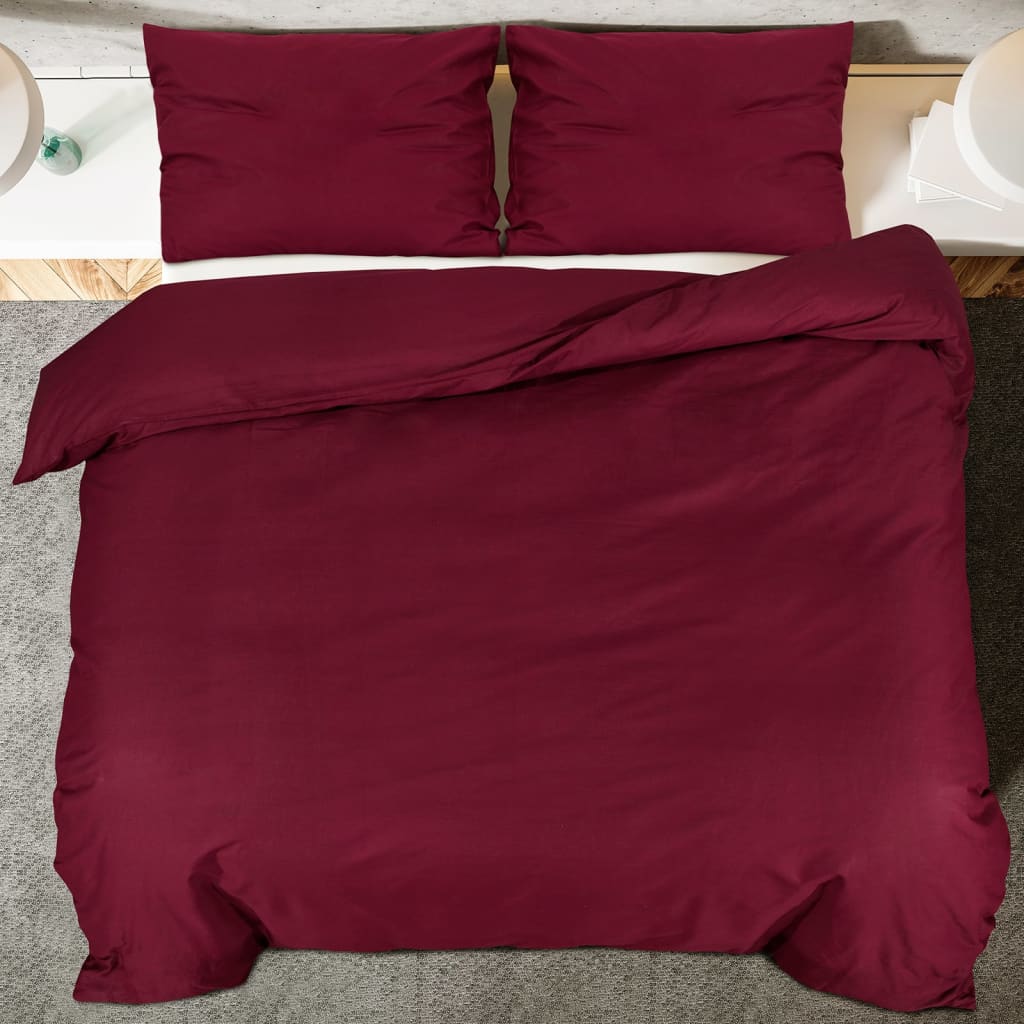 Duvet Cover Set Bordeaux 220x240 cm Cotton