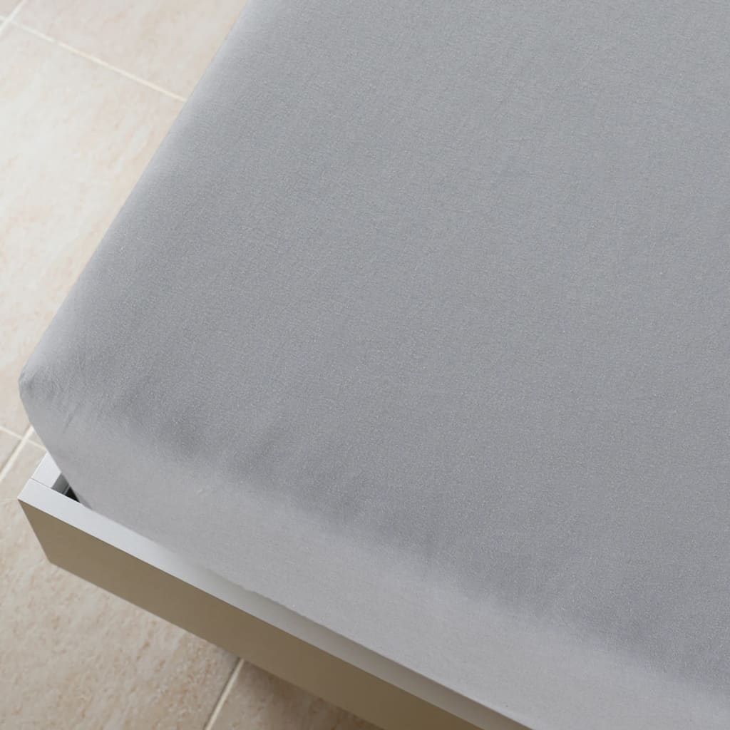 vidaXL Jersey Fitted Sheets 2 pcs Grey 90x200 cm Cotton