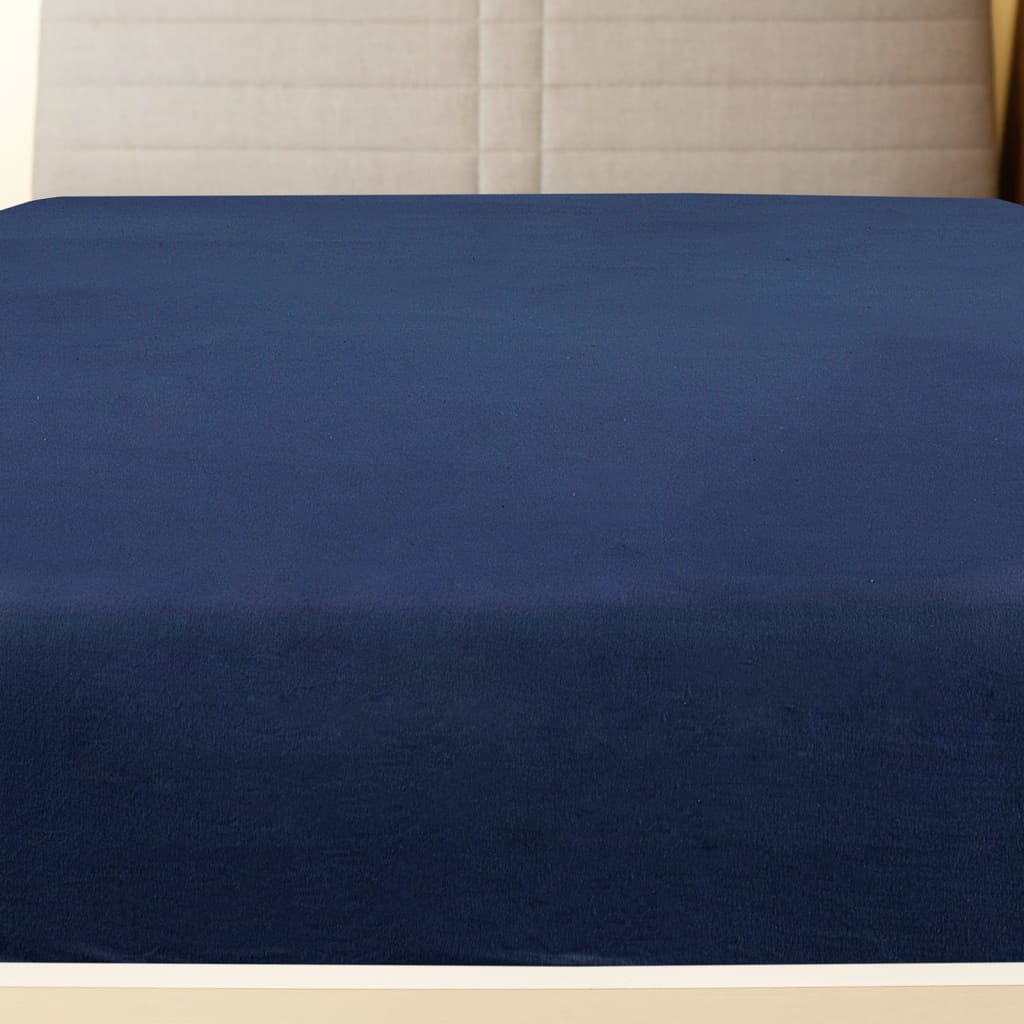 vidaXL Jersey Fitted Sheets 2 pcs Navy Blue 140x200 cm Cotton