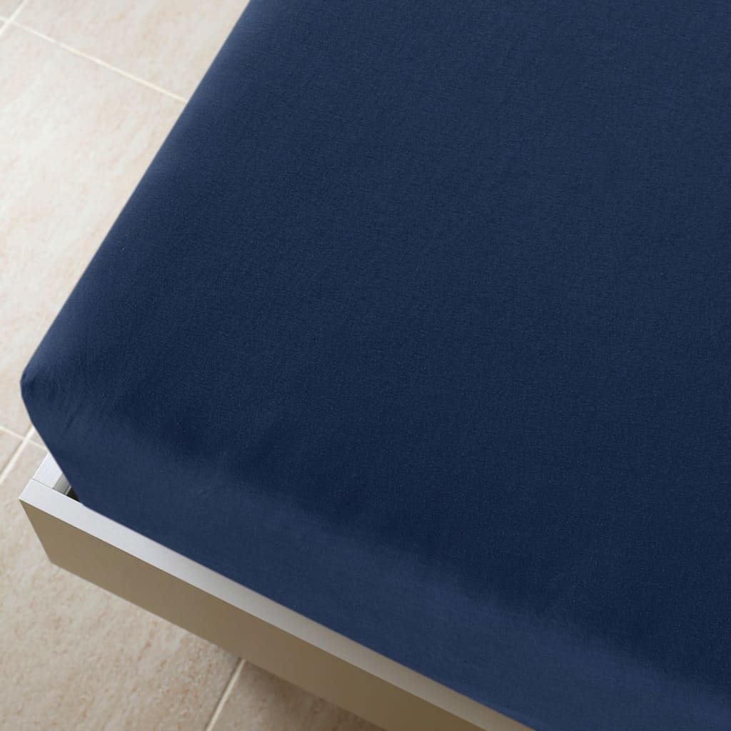 vidaXL Jersey Fitted Sheets 2 pcs Navy Blue 140x200 cm Cotton