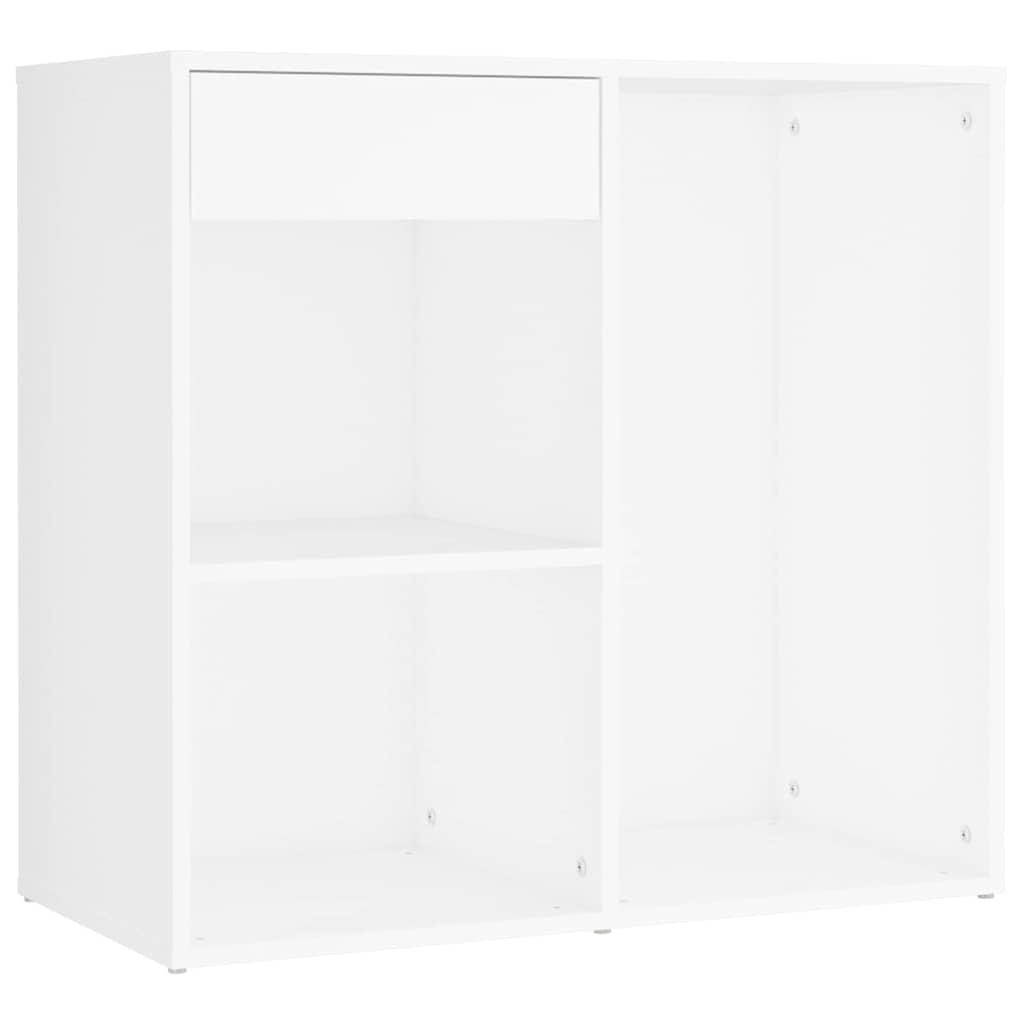 LED Dressing Table with 2 Cabinets White Engineered Wood